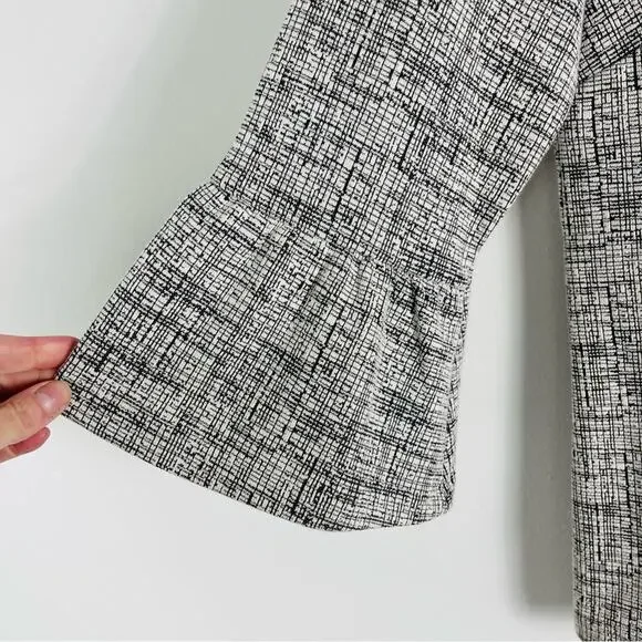 Talbots cream black stretchy knit bell sleeve preppy office top small - Picture 4 of 8